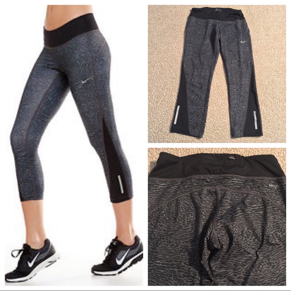 Nike Leggings cropped racer animal print Sz S